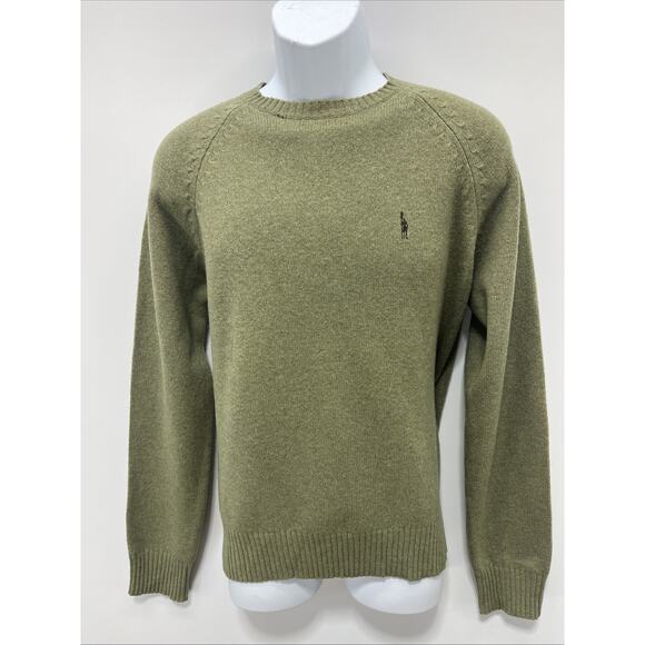 J. Crew green casual 100% Lambswool soft crew neck pullover sweater mens Small - Picture 1 of 6